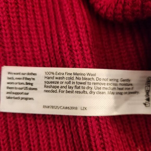 Eileen Fisher Red Merino 100% Wool Mock Neck Sweater | Size L - Picture 10 of 11